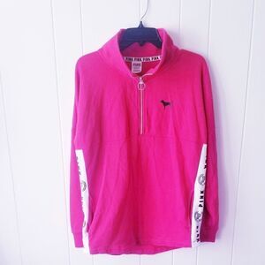 Pink Victoria Secret partial Zip up Hoodie Small